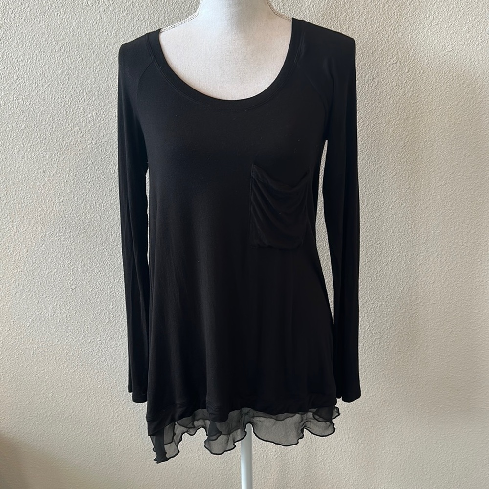 Black Longsleeve with ruffle hem